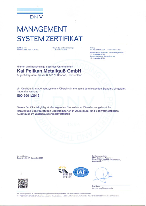 management system zertifikat